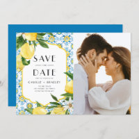 Watercolor Lemon and Moroccan Tile Pattern Photo