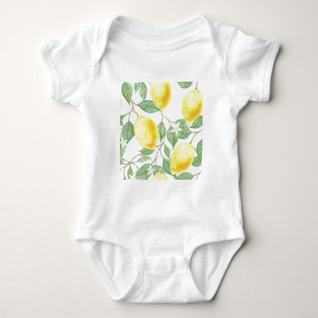 Watercolor Lemon Baby Bodysuit (Front)
