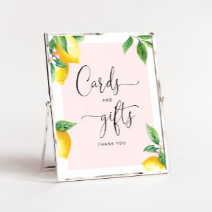 Watercolor lemon baby shower cards and gifts sign