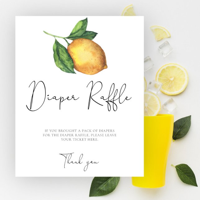 Watercolor lemon baby shower Diaper raffle Poster (Creator Uploaded)