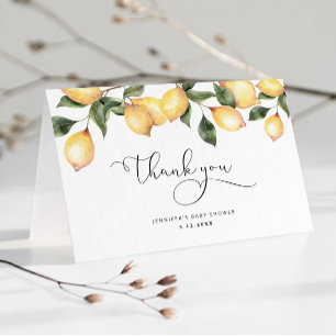 Watercolor lemon baby shower thank you card