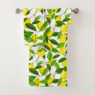 Watercolor Lemon Bath Towel Set