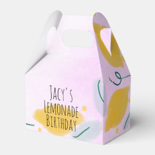 Watercolor Lemon Birthday Pink Yellow Border Art Favour Box