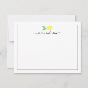 Watercolor Lemon Black Border Personalized Card