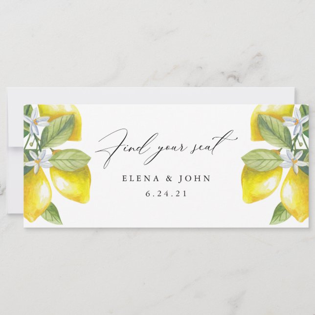 Watercolor Lemon Blossom Hanging Seat Chart Sign (Front)