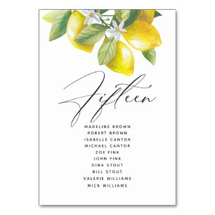 Watercolor Lemon Blossom Seating Chart Table Numbe Number