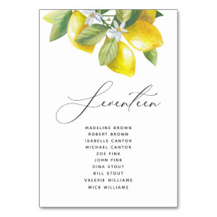 Watercolor Lemon Blossom Seating Chart Table Numbe Number