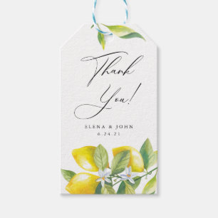 Watercolor Lemon Blossom Wedding Thank You Gift Tags