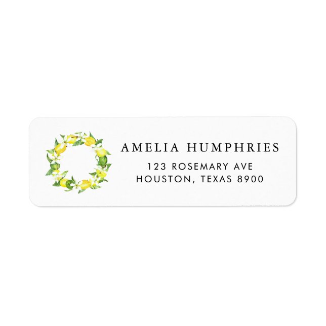 Watercolor Lemon Blossoms Wreath Summer Wedding (Front)