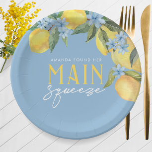 Watercolor Lemon Blue Main Squeeze Personalised Paper Plate