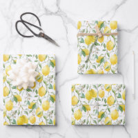 Watercolor Lemon Bouquet Summer Pattern