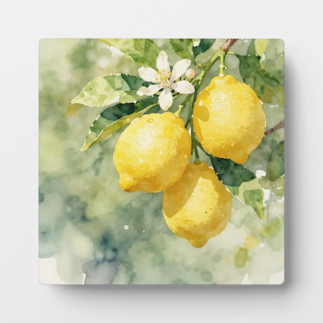 Watercolor Lemon Branch Botanical Summer Plaque (Front)