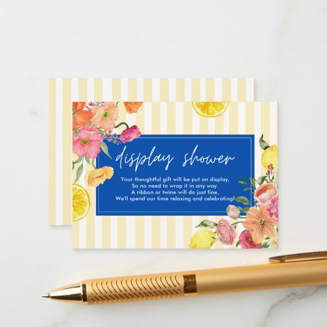 Watercolor lemon Bridal Shower display shower Enclosure Card (Front/Back In Situ)