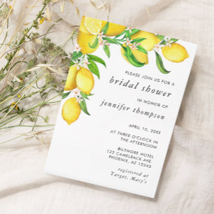 Watercolor Lemon Bridal Shower Invitation