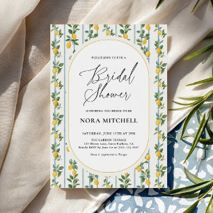 Watercolor Lemon Bridal Shower Italian Vintage Invitation