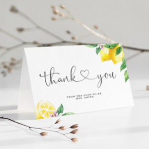 Watercolor lemon bridal shower  thank you card