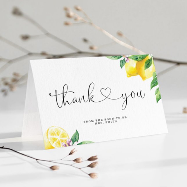 Watercolor lemon bridal shower  thank you card (Creator Uploaded)