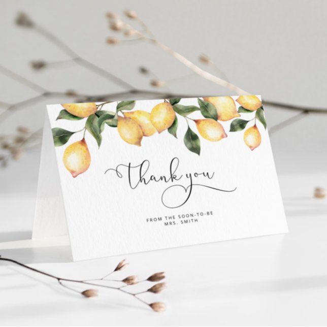 Watercolor lemon bridal shower  thank you card (Creator Uploaded)