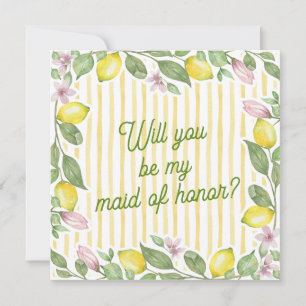 Watercolor Lemon Bridesmaid Proposal Card