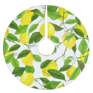 Watercolor Lemon Brushed Polyester Tree Skirt