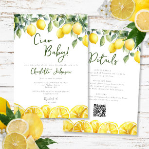 Watercolor Lemon Citrus All In One Baby Shower Invitation