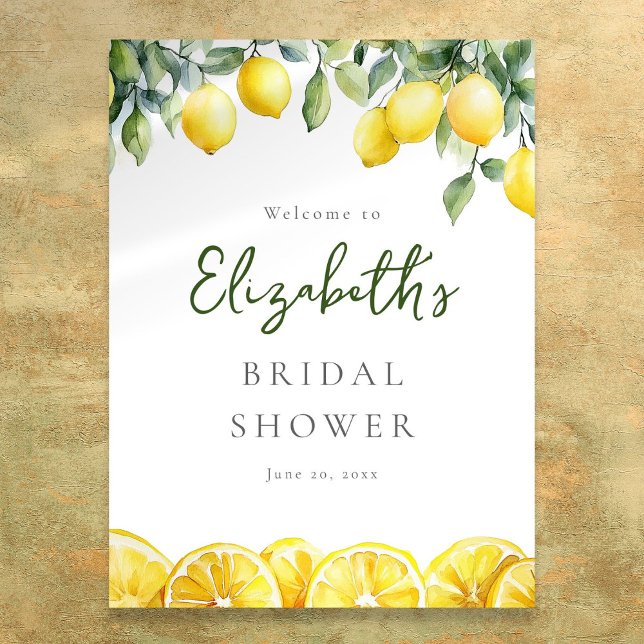 Watercolor Lemon Citrus Bridal Shower Welcome Sign (Watercolor Lemon Citrus Bridal Shower Welcome Sign)