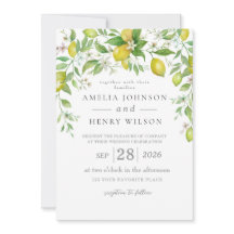 Watercolor Lemon Citrus Fruit Wedding Invitation