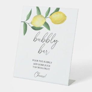 Watercolor lemon citrus modern - bubbly bar pedestal sign
