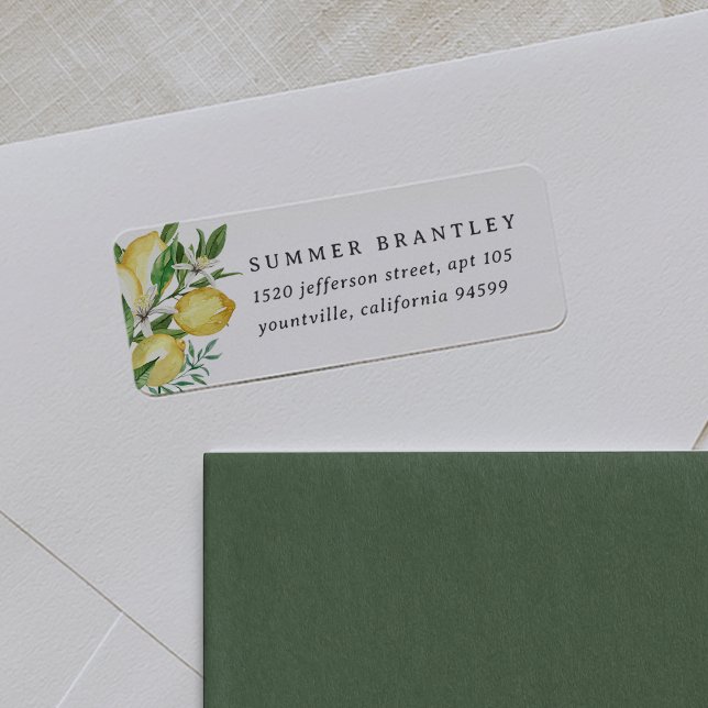 Watercolor Lemon Citrus Return Address (Creator Uploaded)