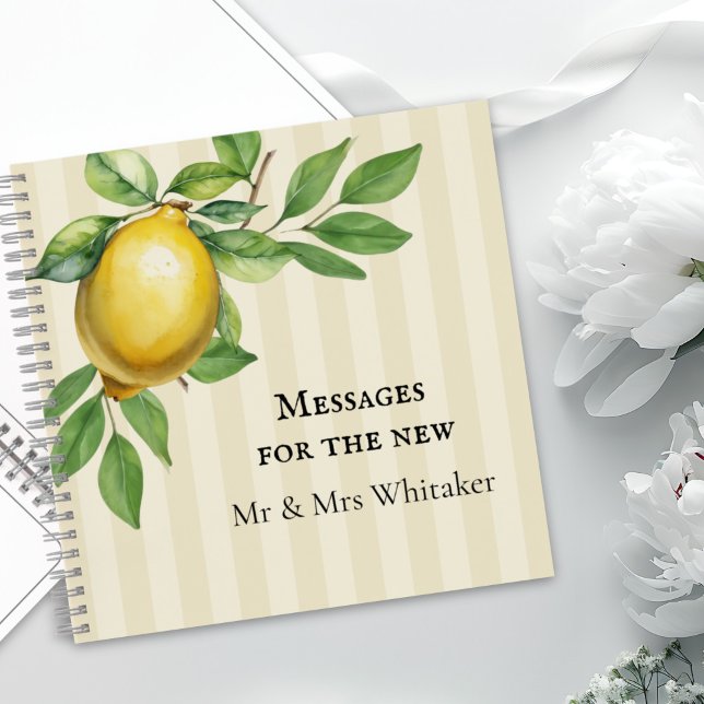 Watercolor Lemon Citrus Rustic Wedding Guest Book (Creator Uploaded)