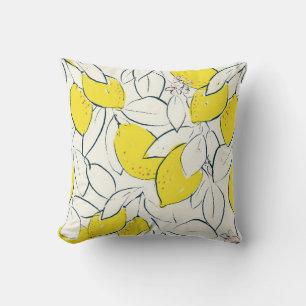 Watercolor Lemon Citrus Seamless Pattern Cushion