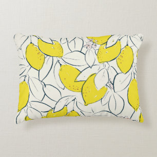 Watercolor Lemon Citrus Seamless Pattern Decorative Cushion