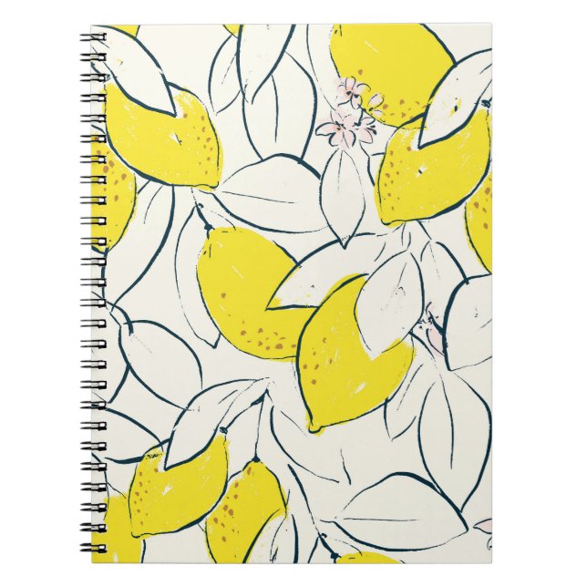 Watercolor Lemon Citrus Seamless Pattern Notebook (Front)