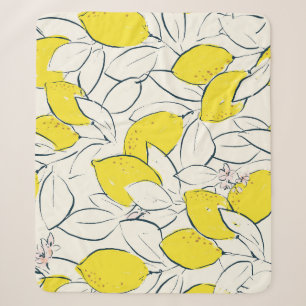Watercolor Lemon Citrus Seamless Pattern Sherpa Blanket