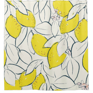 Watercolor Lemon Citrus Seamless Pattern Shower Curtain