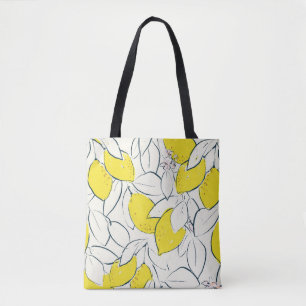 Watercolor Lemon Citrus Seamless Pattern Tote Bag