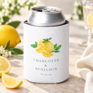 Watercolor Lemon Citrus Summer Wedding Favour Can Cooler