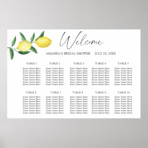 Watercolor Lemon CITRUS wedding seating chart