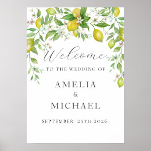 Watercolor Lemon Citrus Welcome Wedding Poster
