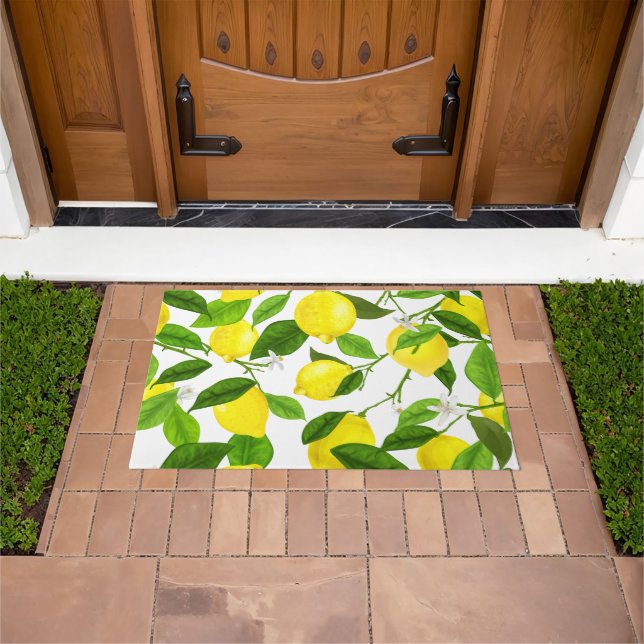 Watercolor Lemon Doormat (Outdoor)