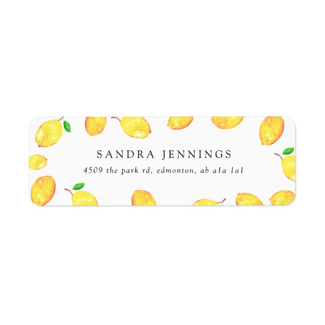 Watercolor Lemon Elegant Border Minimal Chic (Front)