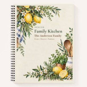 Watercolor Lemon Family Recipe  Notebook