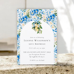 Watercolor Lemon floral Arch 30th Birthday  Invitation