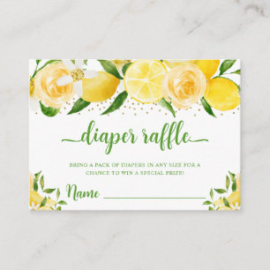 Watercolor Lemon Floral Baby Shower Diaper Raffle Enclosure Card