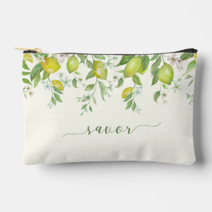 Watercolor Lemon Floral Zip Pouch
