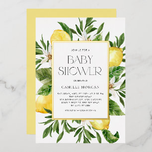 Watercolor Lemon Frame Botanical Baby Shower