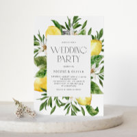 Watercolor Lemon Frame Botanical Wedding Party