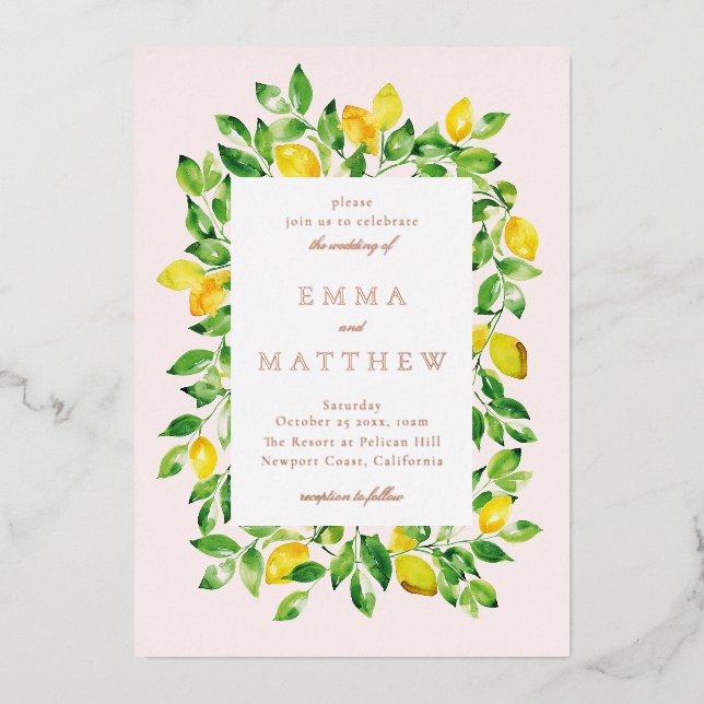 Watercolor Lemon Frame in Beige Background (Front)