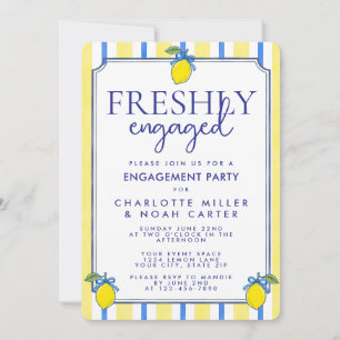 Watercolor Lemon Freshly Engaged Engagement Party Invitation
