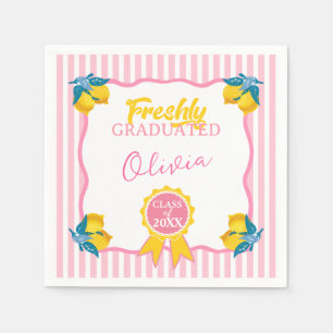 Watercolor Lemon Freshly Graduated Party Class 26 Napkin